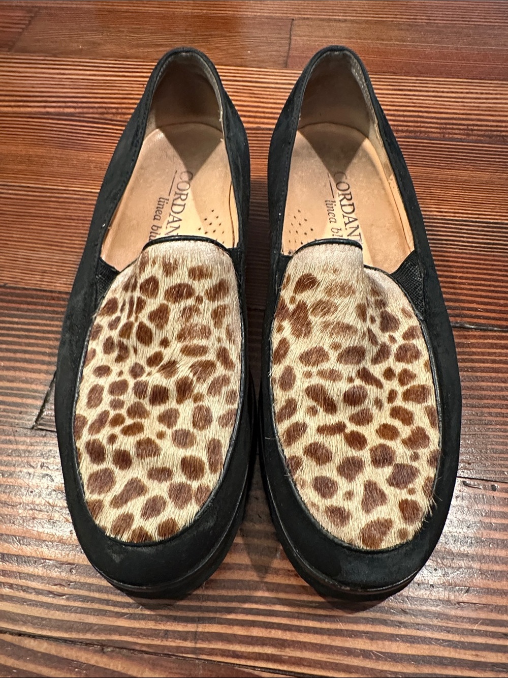 Cordani Linea Blu Leopard Print Calf Hair Suede Platform Loafers - Size 36